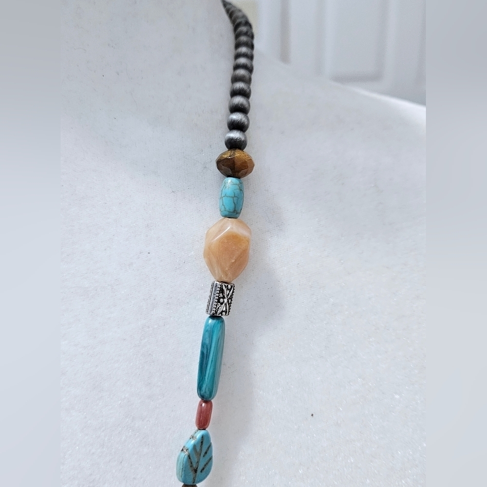 Multicolor Bohemian Long Necklace and Earring Set - Picture 7 of 7